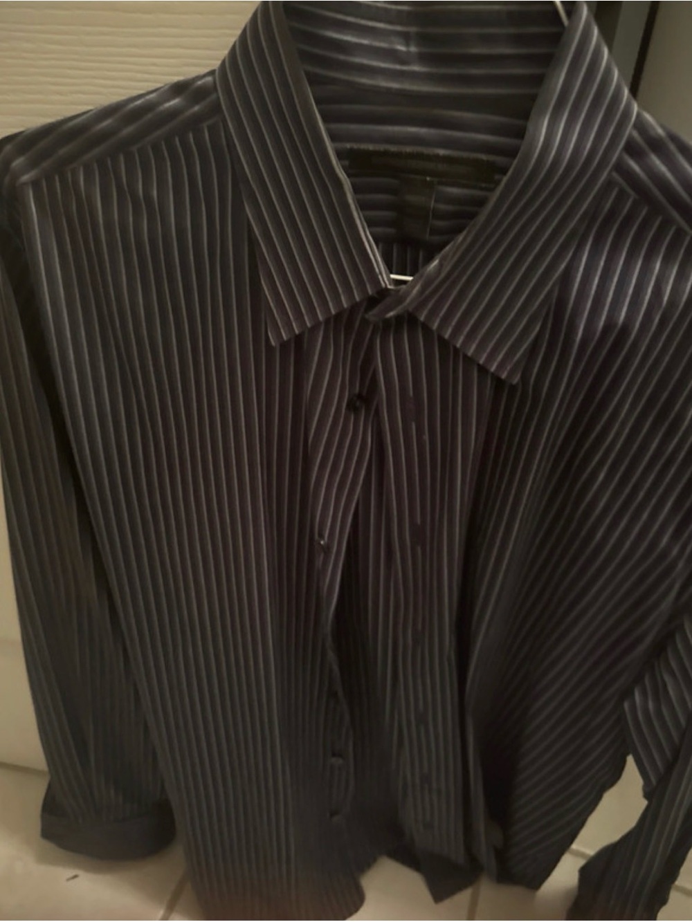 Express Men's Charcoal Pinstripe Dress Shirt